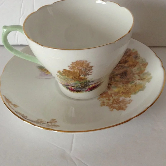 Vintage Shelley Heather Teacup & Saucer New Cambridge England Landscape … - Picture 3 of 8